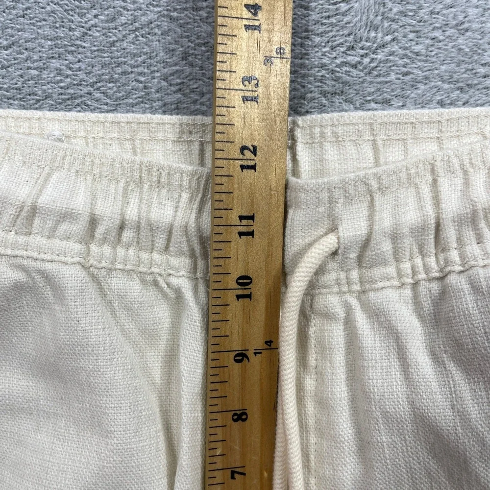 Zara Pants Men Small Cream Cotton Blend Drawstring Elastic Waist Straight Leg